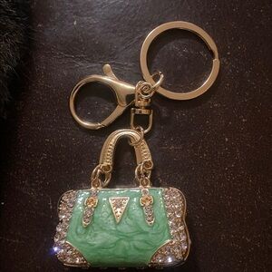 Green and Gold Handbag Keychain
